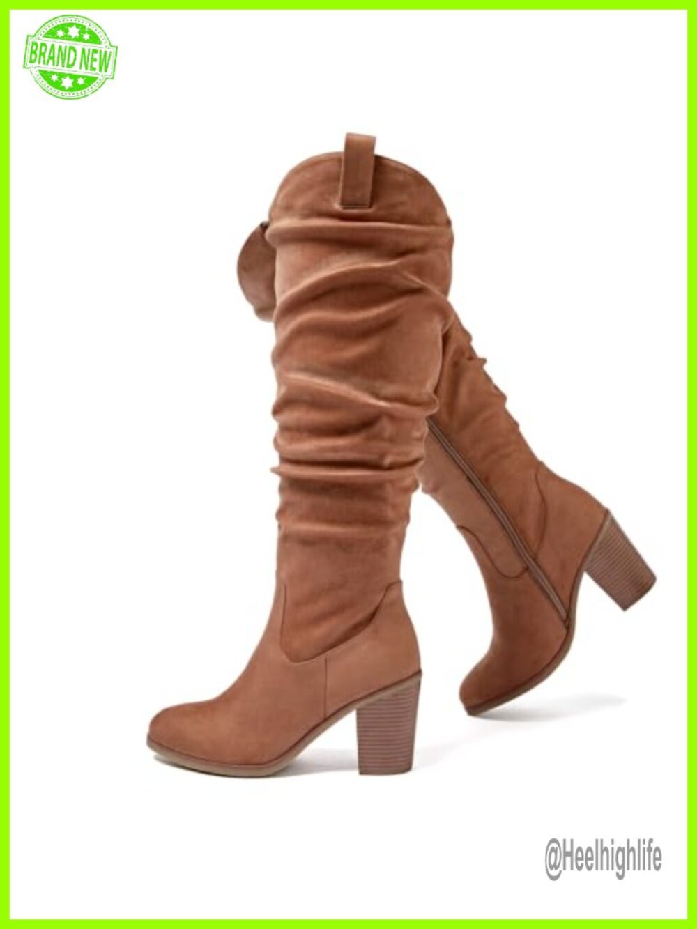 Women's Extra Wide Calf Cowboy Knee High Boots Memory Foam Block Heel
